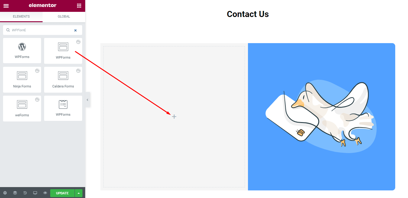¡Cómo personalizar el diseño de su formulario en Elementor usando los widgets Happy Form GRATIS! 7 Add WPForm widgets
