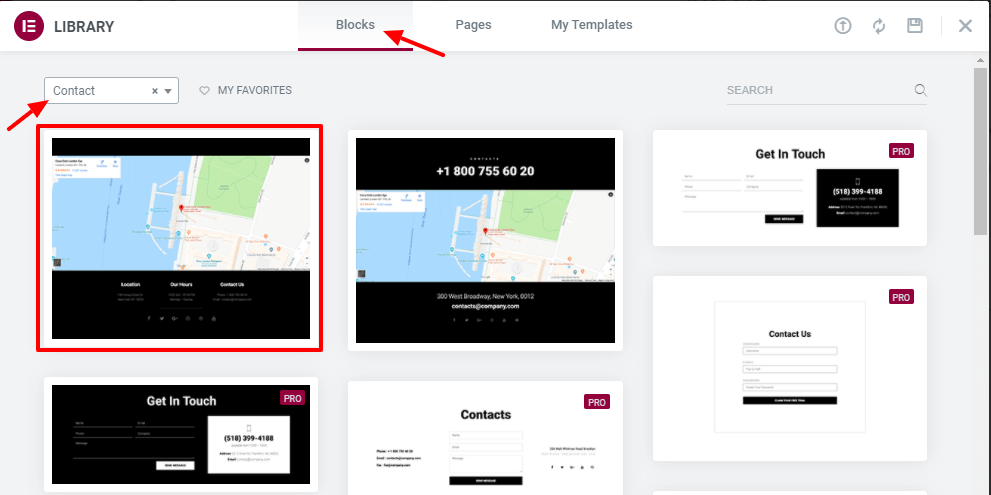 無料のElementorWebサイトテンプレートの使用方法11 Add contact section