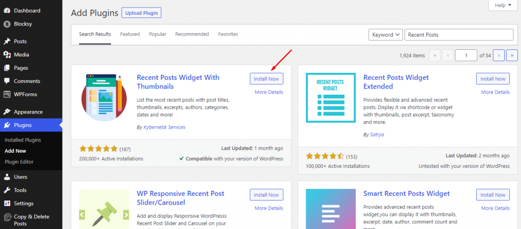 Cómo mostrar publicaciones recientes en WordPress 6 Installing Recent Posts With Thumbnails