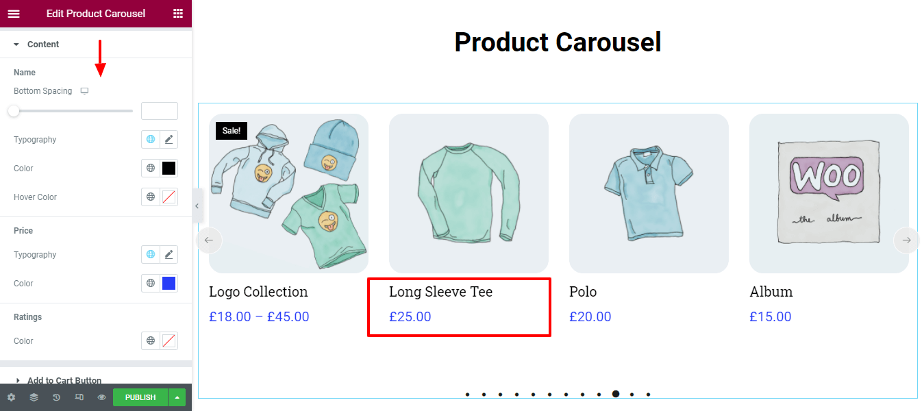 Utwórz karuzelę produktów za pomocą widżetu karuzeli produktów WooCommerce w witrynie Elementor 12 Style Content