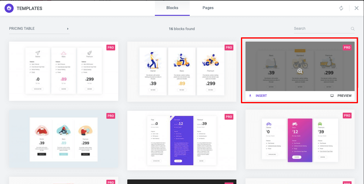 使用 Happy Addons 15 在您的 Elementor 網站中創建定價表 Insert pricing table block