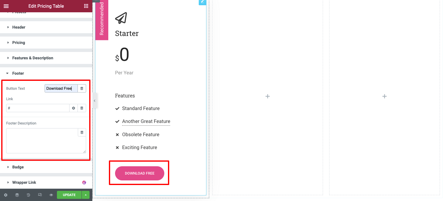 使用 Happy Addons 8 在您的 Elementor 網站中創建定價表 Footer content
