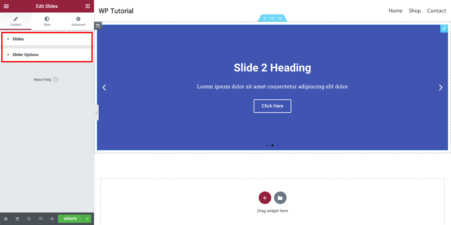 Elementor SliderWidget3を使用してWebサイトをより魅力的にする方法 Content of Elementor Slides
