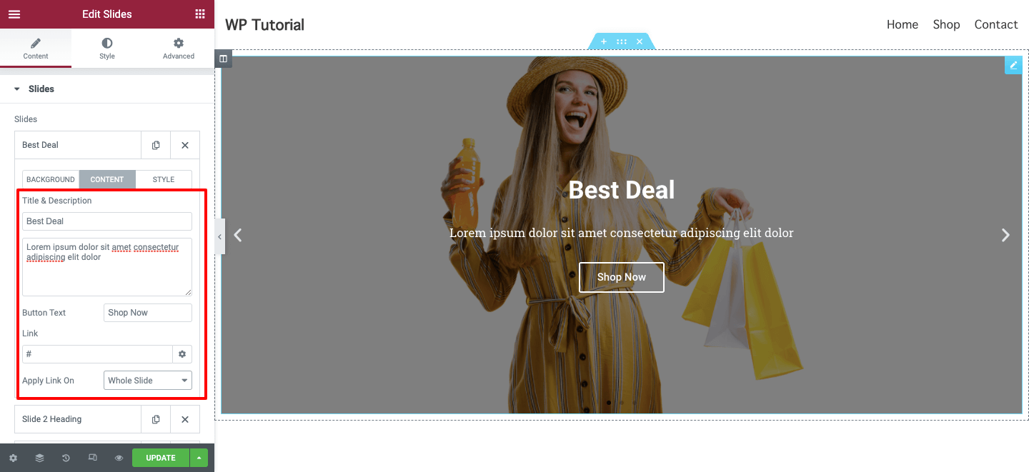 Elementor SliderWidget6を使用してWebサイトをより魅力的にする方法 Add Slides Content