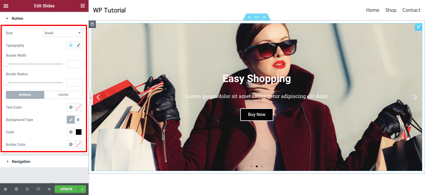 Elementorスライダーウィジェット11を使用してWebサイトをより魅力的にする方法 Style Slider Button