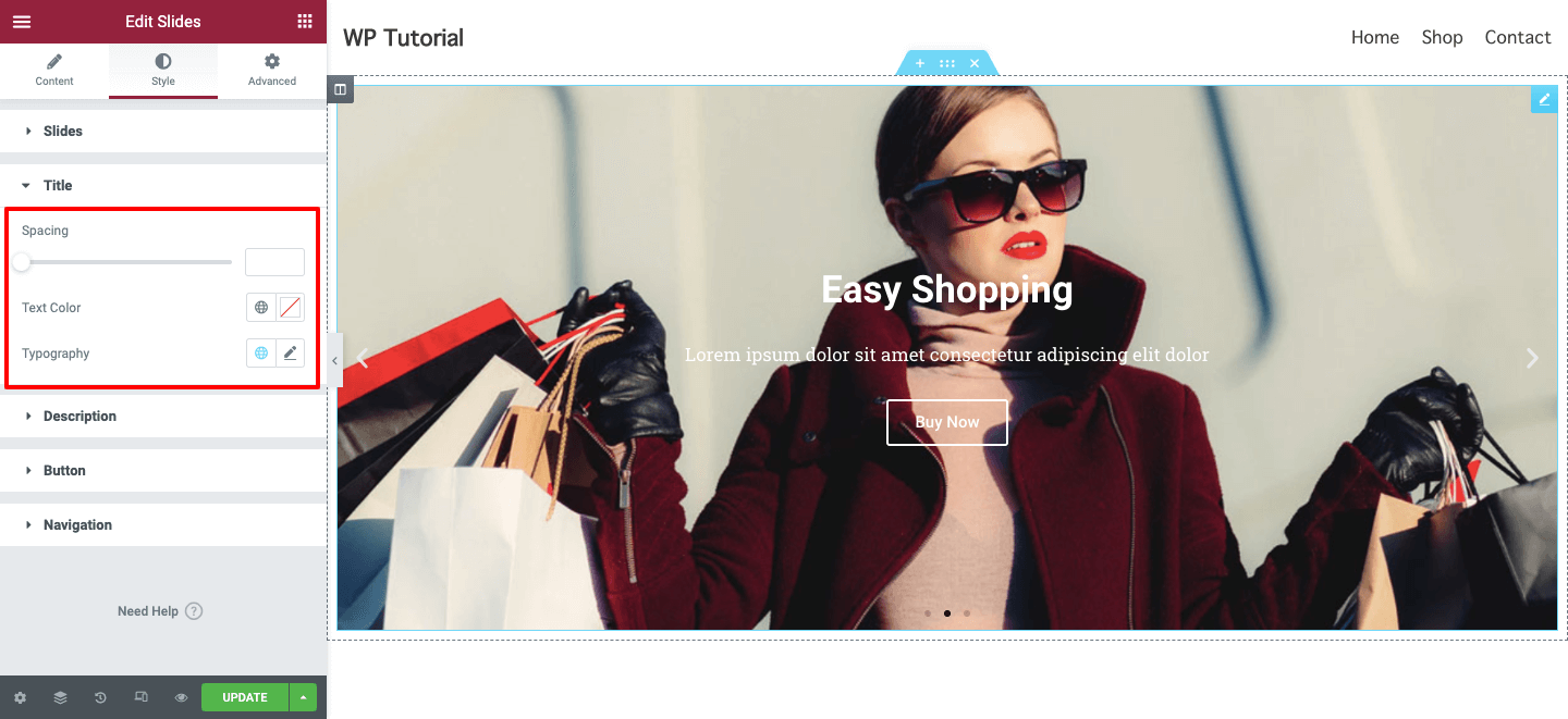 Elementor SliderWidget10を使用してWebサイトをより魅力的にする方法 Style Slider Title
