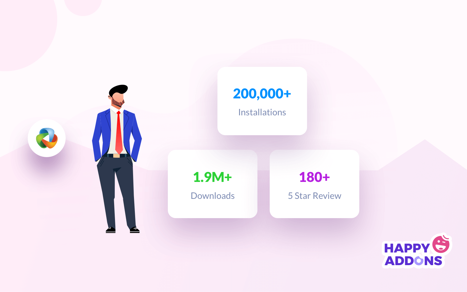 HappyAddonsが継続的な開発でElementorコミュニティをどのように支援するか(現在200,000以上です!)1 Happy Addons 200,000+ Installations