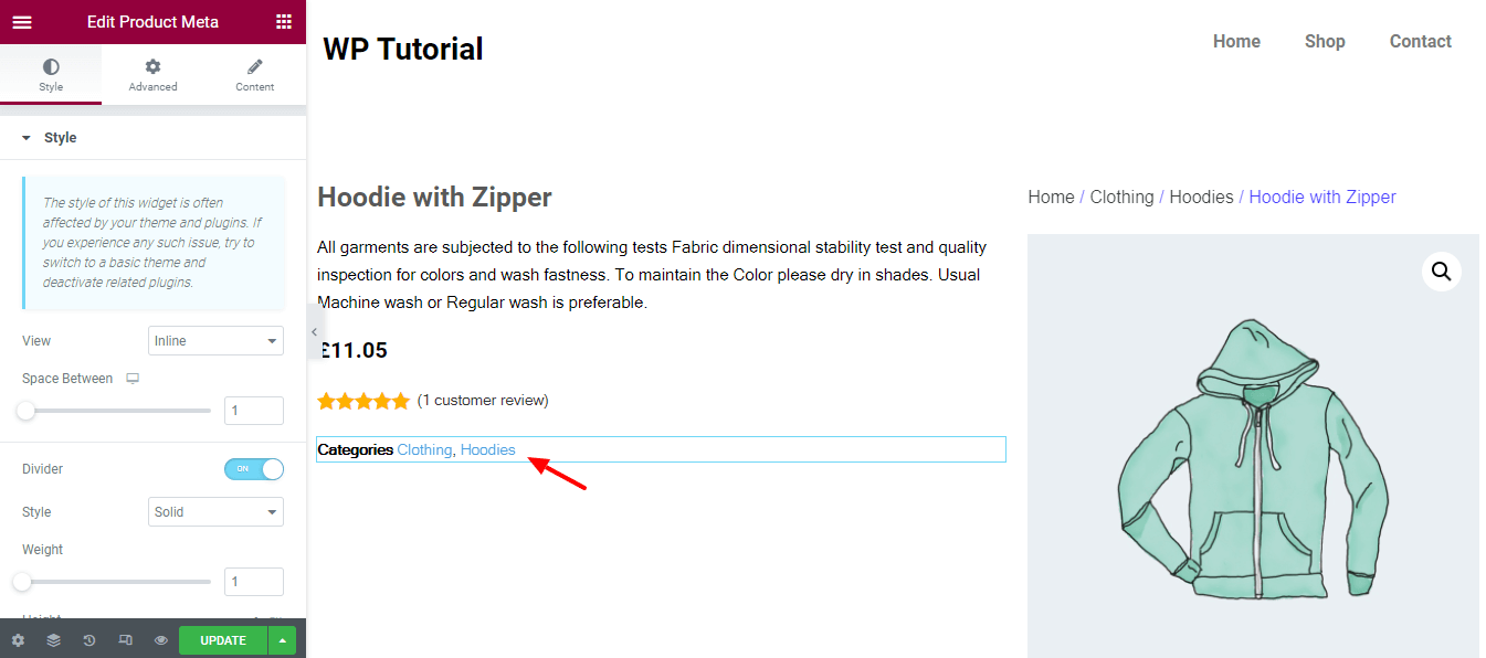 如何使用 Elementor 19 編輯 WooCommerce 產品頁面 Add & Style Product Meta Widget