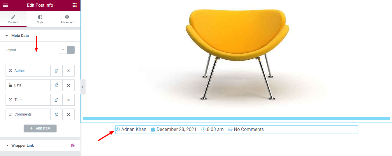 วิธีสร้างเทมเพลตโพสต์บล็อก Elementor แบบกำหนดเอง 8 Content Post Info Widget