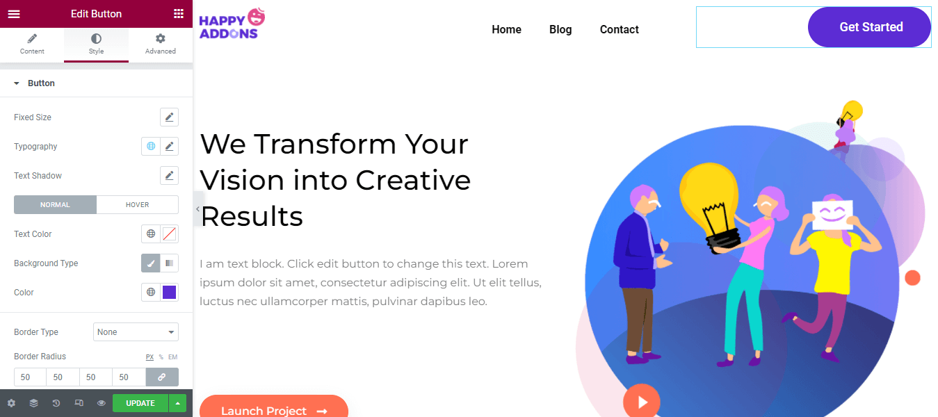 如何使用 Elementor 6 编辑 WordPress 标题 Customize Button Style