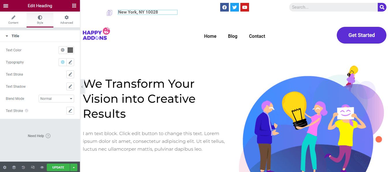 如何使用 Elementor 19 编辑 WordPress 标题 Customize Heading Style