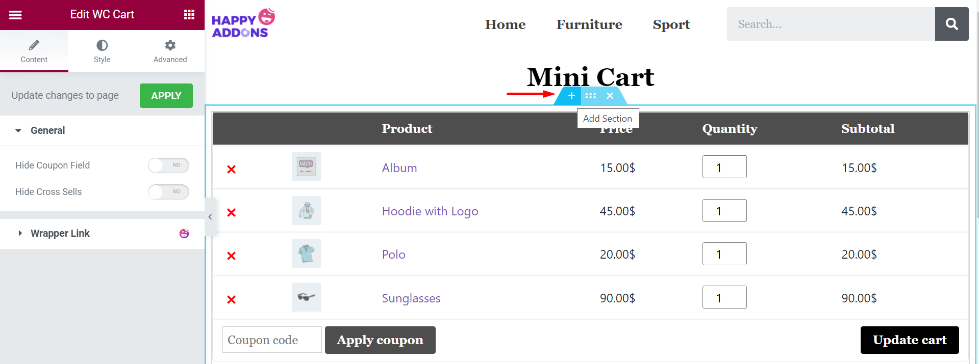 Cara Mengedit Halaman Keranjang WooCommerce dengan Elementor 23 Add New Section in Page Builder Canvas