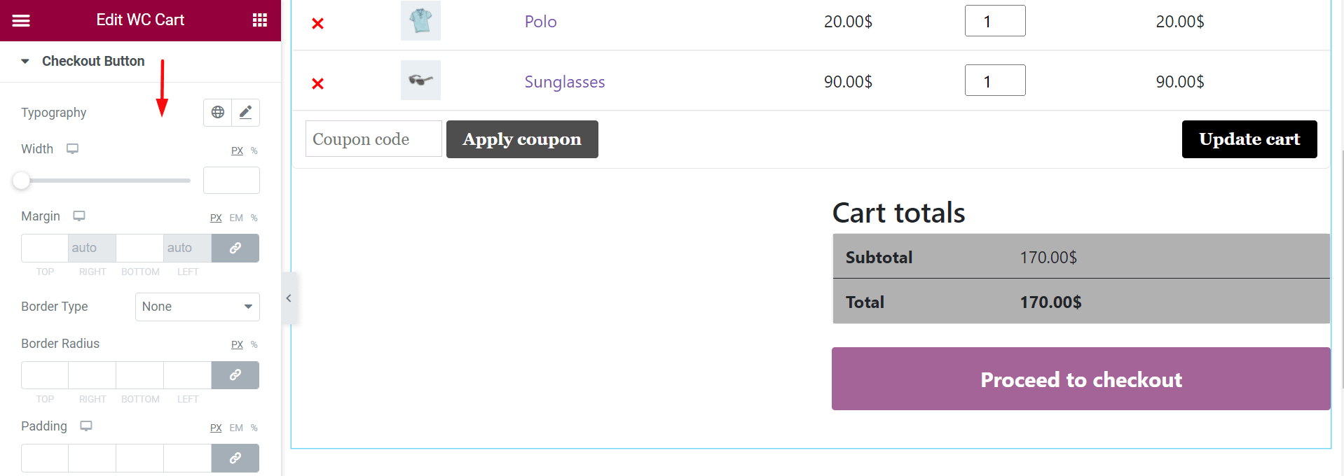 Cara Mengedit Halaman Keranjang WooCommerce dengan Elementor 17 Update Checkout Button