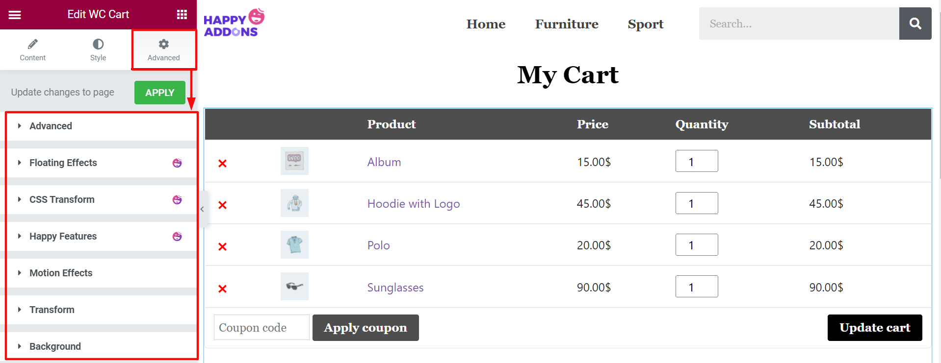 Cara Mengedit Halaman Keranjang WooCommerce dengan Elementor 20 Advanced Option of WC Cart Widget