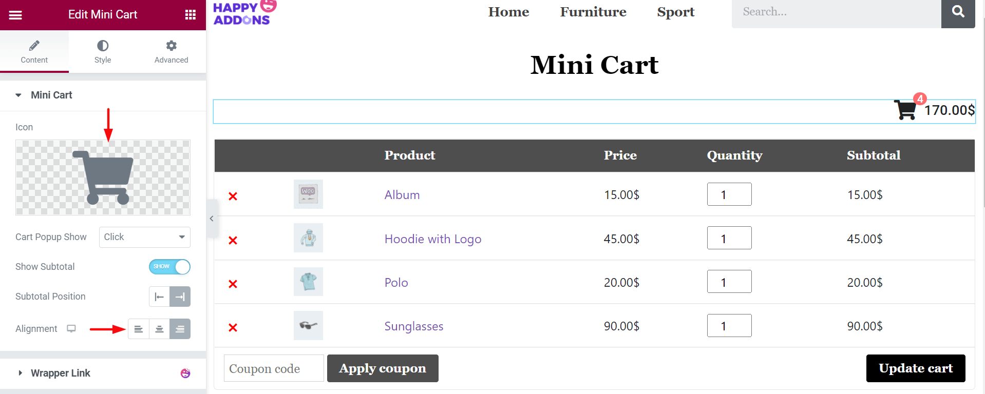 Cara Mengedit Halaman Keranjang WooCommerce dengan Elementor 25 Change Logo of Mini Cart Widget