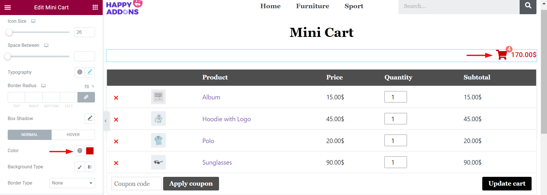 Cara Mengedit Halaman Keranjang WooCommerce dengan Elementor 29 Update Style of Mini Cart