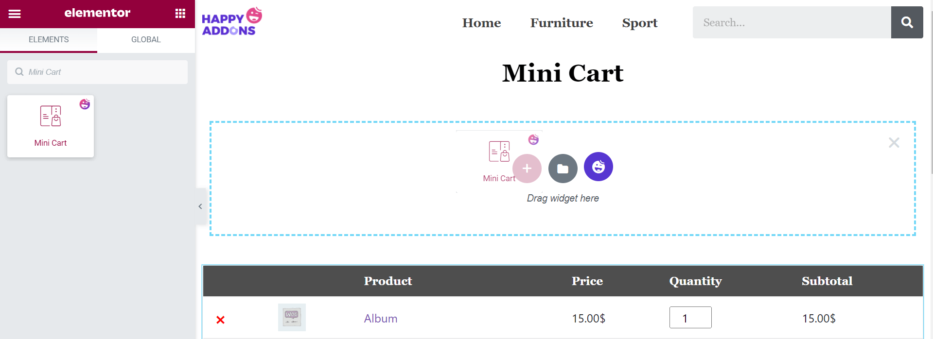 Cara Mengedit Halaman Keranjang WooCommerce dengan Elementor 24 Drag and drop Mini Cart Widget