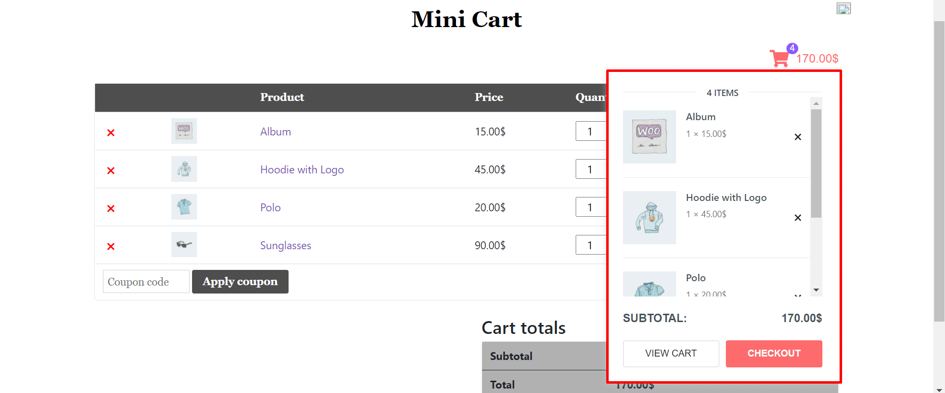 Cara Mengedit Halaman Keranjang WooCommerce dengan Elementor 27 Preview of Mini Cart