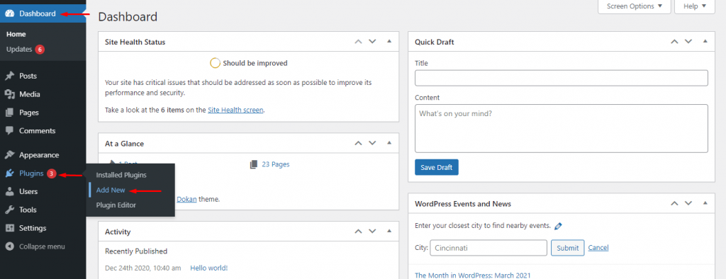 Cara Membuat Halaman Baru di WordPress 18 Go to plugins area
