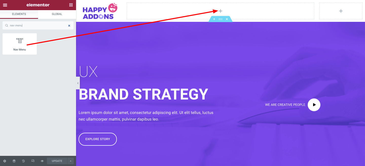 2분 만에 맞춤형 Elementor 헤더를 디자인하는 방법 9 Add Nav Menu