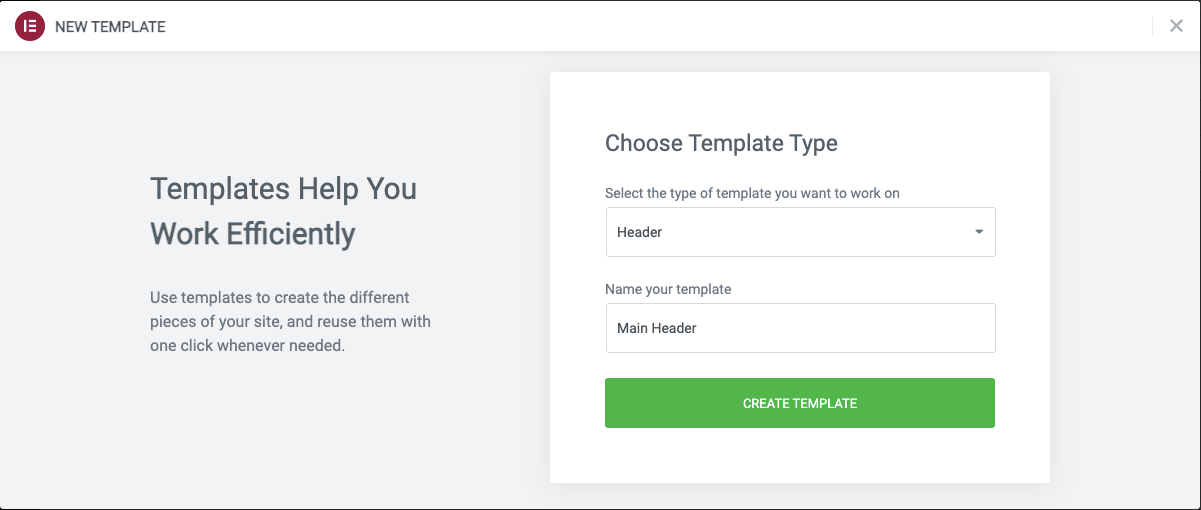 2분 만에 맞춤형 Elementor 헤더를 디자인하는 방법 3 Create Header Template