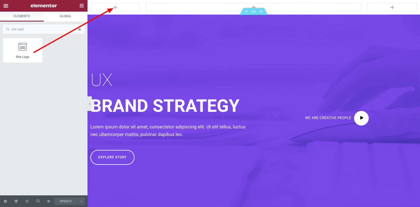 2분 만에 맞춤형 Elementor 헤더를 디자인하는 방법 5 Add Elementor Site Logo Widget