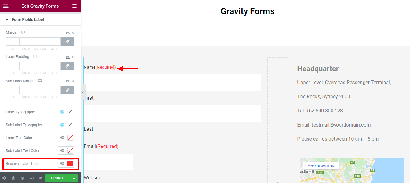 Cara Menambahkan Formulir Gravitasi Ke Situs Web Elementor 10 Style Settings of Form Fileds Label