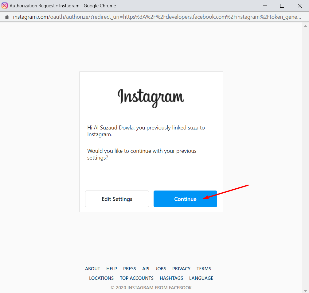 Instagram 액세스 토큰을 생성하는 방법 18 Instagram access token