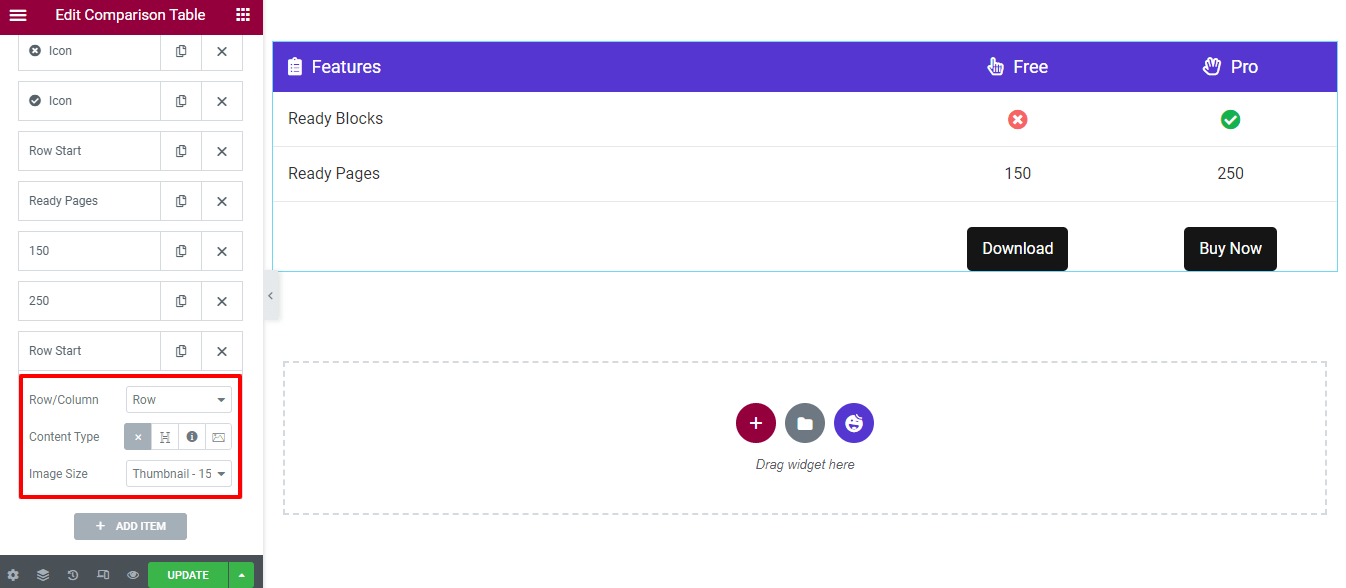 วิธีสร้างตารางเปรียบเทียบสินค้าใน WordPress 9 Table Row Start