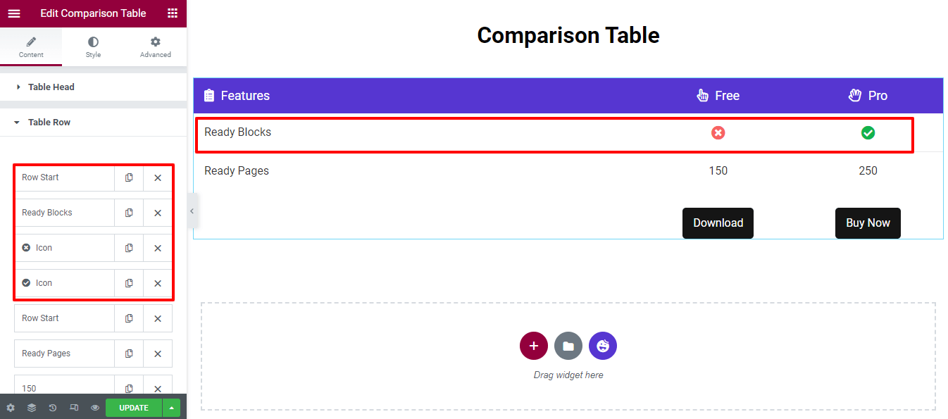วิธีสร้างตารางเปรียบเทียบสินค้าใน WordPress 8 Content Table Row