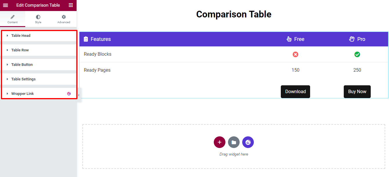 วิธีสร้างตารางเปรียบเทียบสินค้าใน WordPress 4 Content Comparison Table