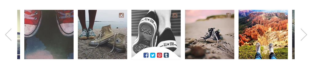 Una striscia di varie foto di Converse, estratte da Instagram, viene visualizzata su ogni pagina del prodotto.