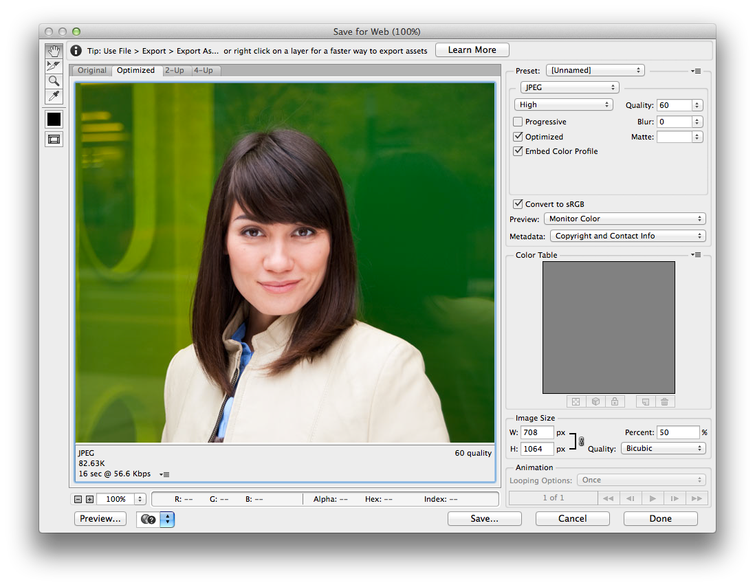La compression via Photoshop est aussi simple que "Enregistrer pour le Web". (Crédit image : Adobe)