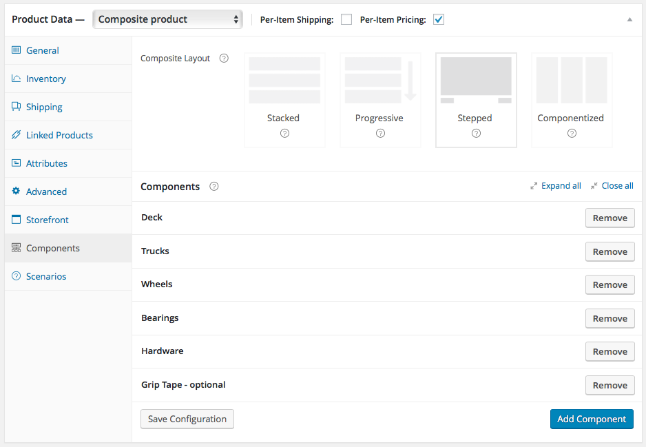 Configure os componentes do seu produto composto, altere o layout e ajuste as coisas ao seu gosto.
