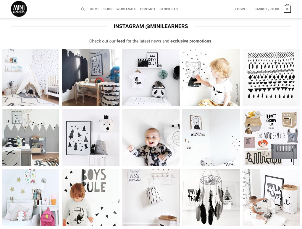 ส่วนขยายฟีด Instagram แสดงรูปภาพล่าสุดทั้งหมดอย่างสวยงามบนหน้าแรกของ minilearners.com