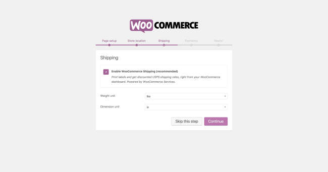 Orientasi WooCommerce - opsi pengiriman