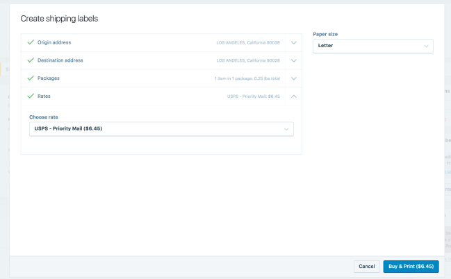 Cetak label pengiriman langsung di WooCommerce