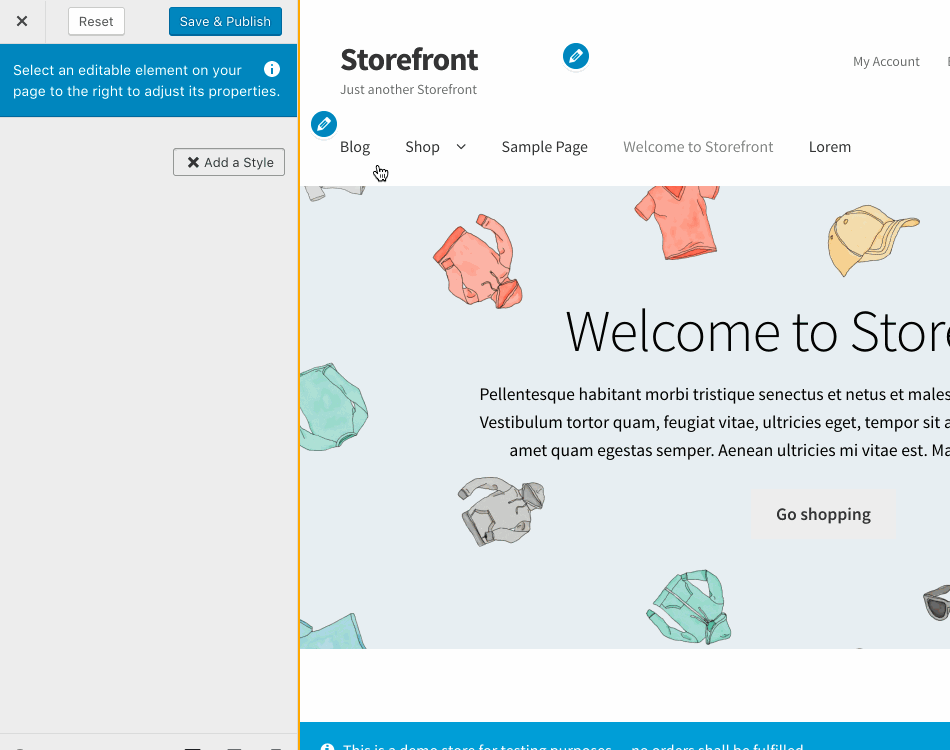 Storefront non personalizzatore in azione