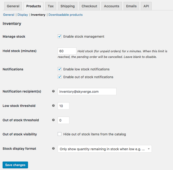 การตั้งค่าสินค้าคงคลัง WooCommerce