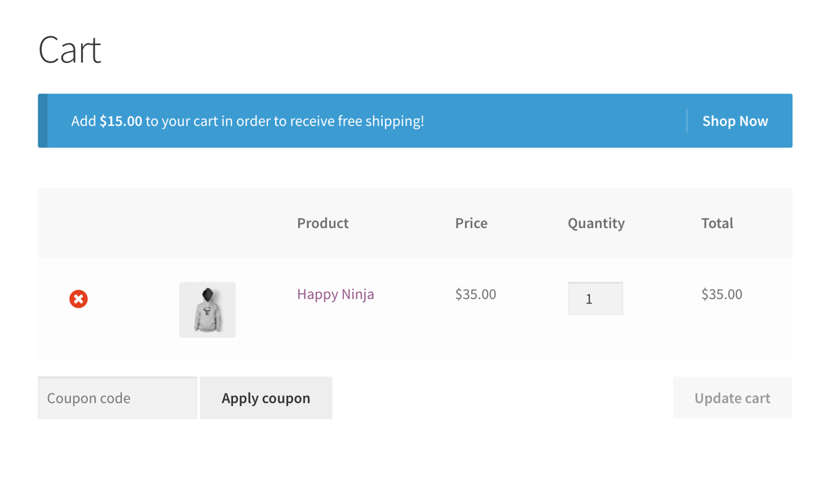 ประกาศเกี่ยวกับรถเข็นสำหรับ WooCommerce