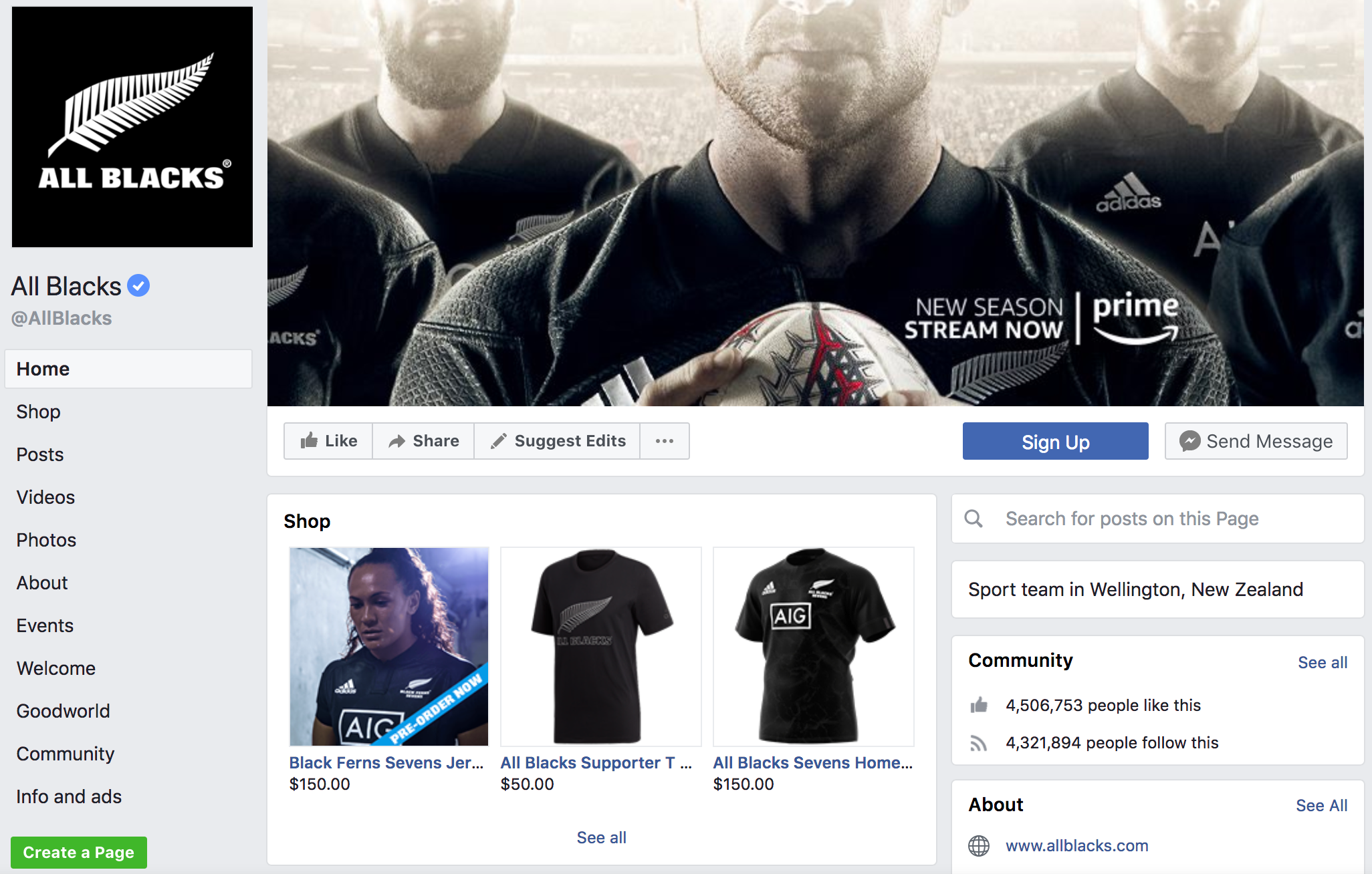Ekstensi Facebook untuk WooCommerce menarik produk dari WooCommerce ke halaman resmi Facebook All Blacks.