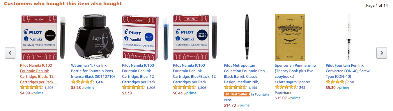 A Amazon mostra vários produtos recomendados de uma só vez, em vez de todos eles de uma vez