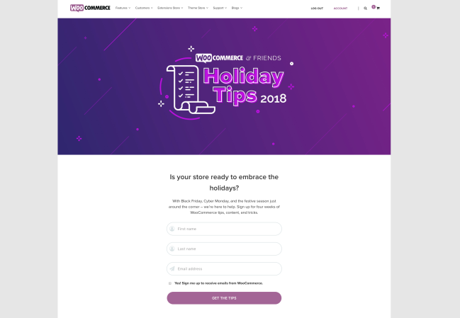 WooCommerce 和朋友假期提示登陸頁面