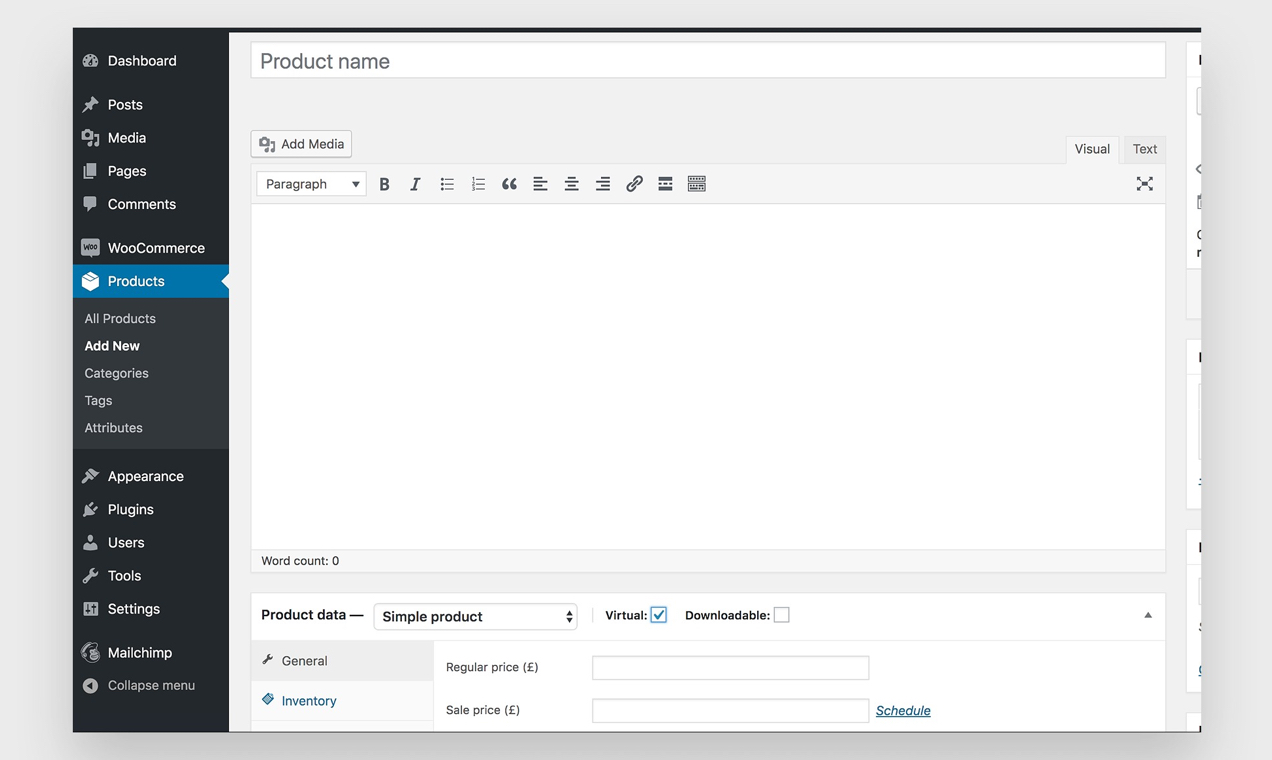 Zrzut ekranu strony produktu w panelu WooCommerce