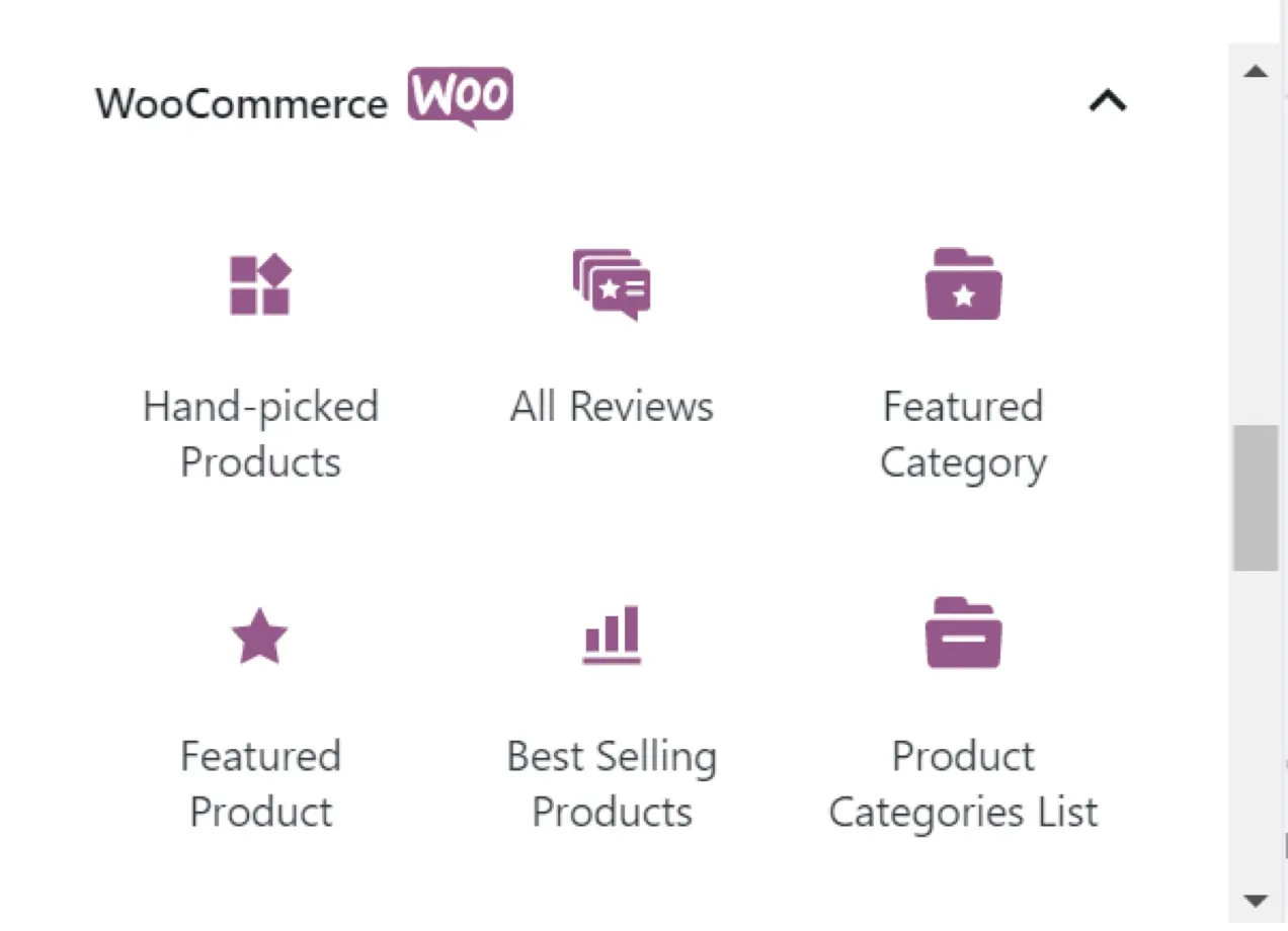 Opciones de bloque de WooCommerce
