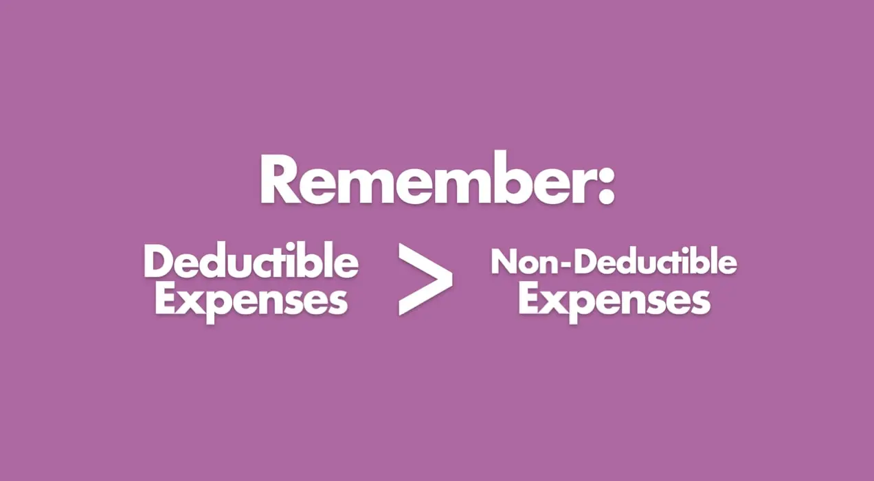 fondo morado con texto: "Recuerde: Gastos deducibles > Gastos no deducibles"