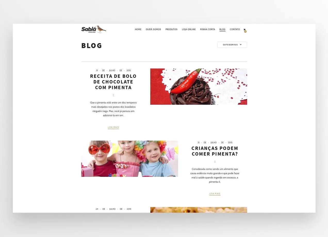Sabia blog con una variedad de temas de publicación cubiertos