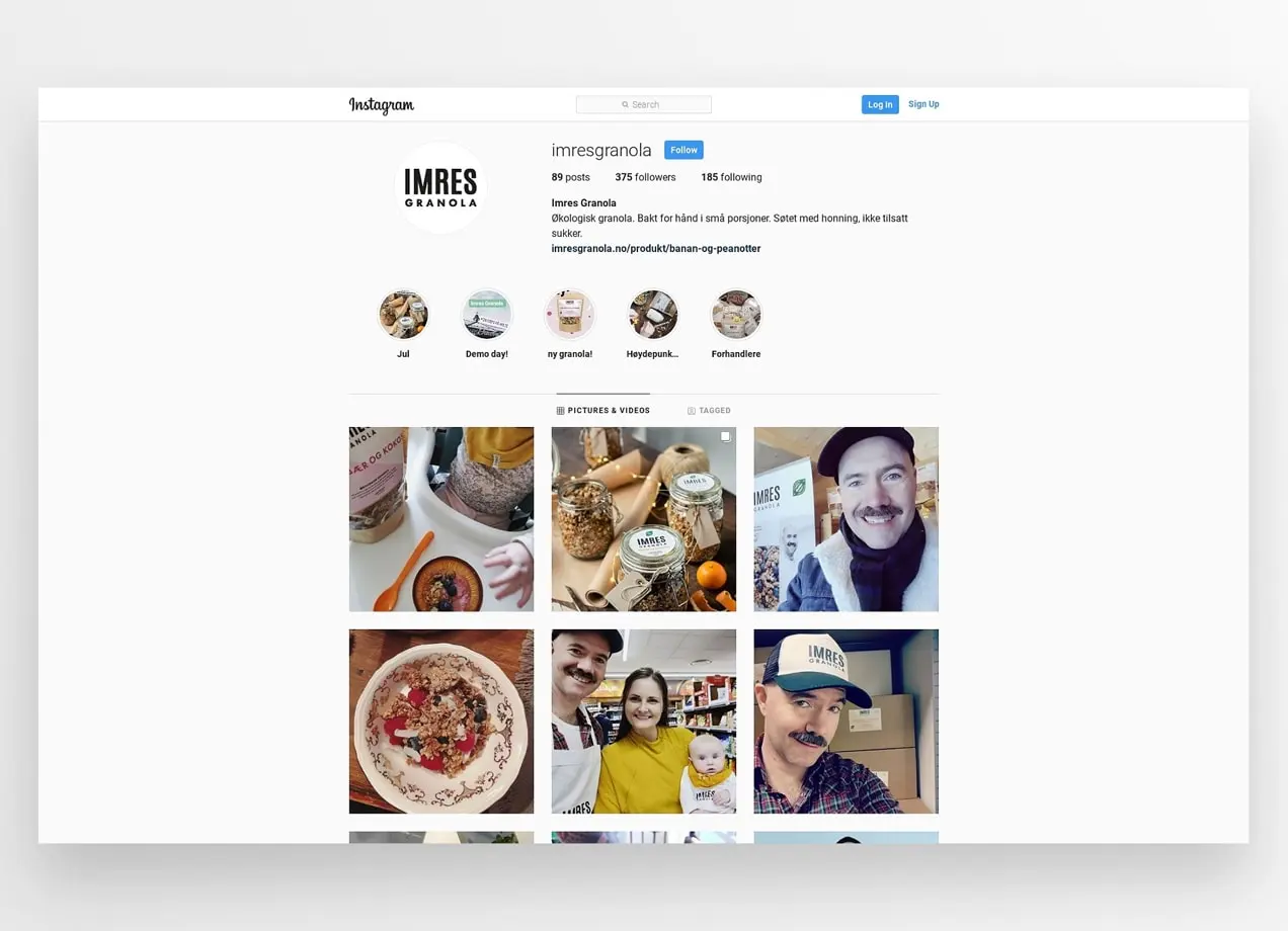 Feed de Instagram de Imres Granola