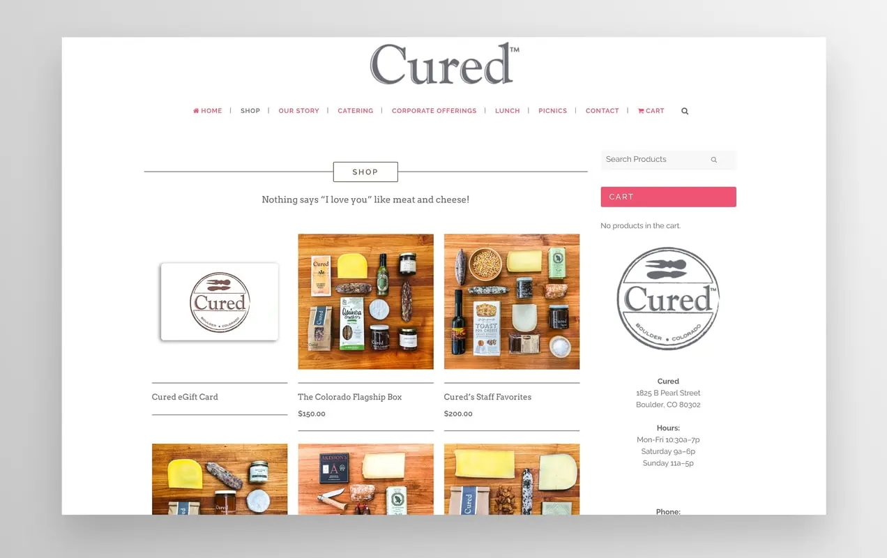 Halaman Cured Shop mencantumkan produk yang mereka kirimkan