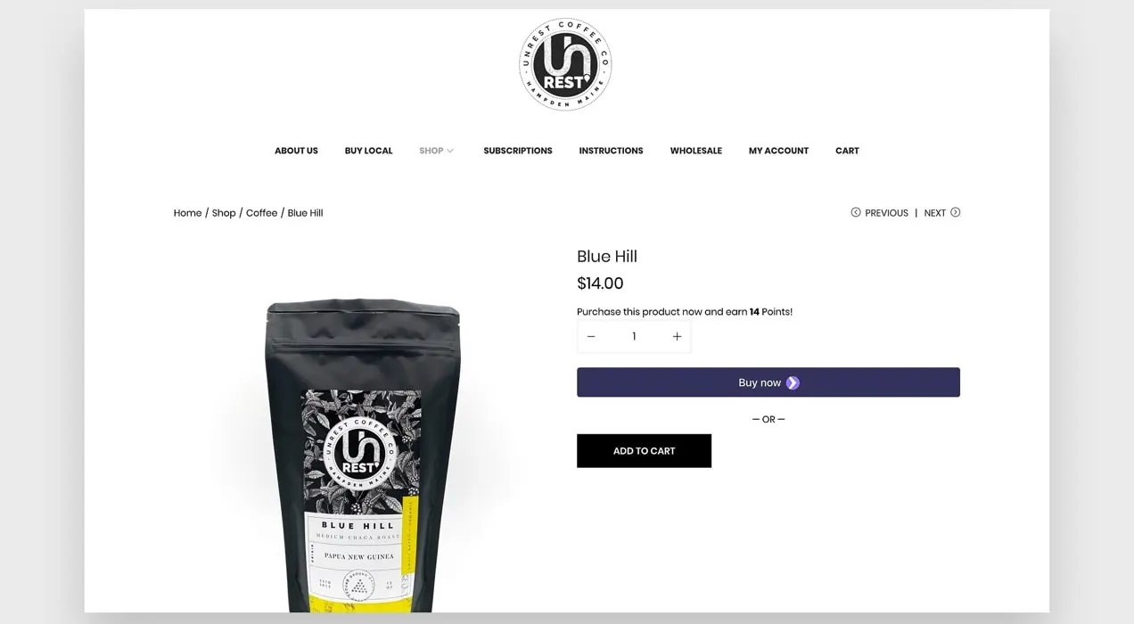 ผลิตภัณฑ์ Unrest Coffee ที่มอบคะแนนแลกซื้อ